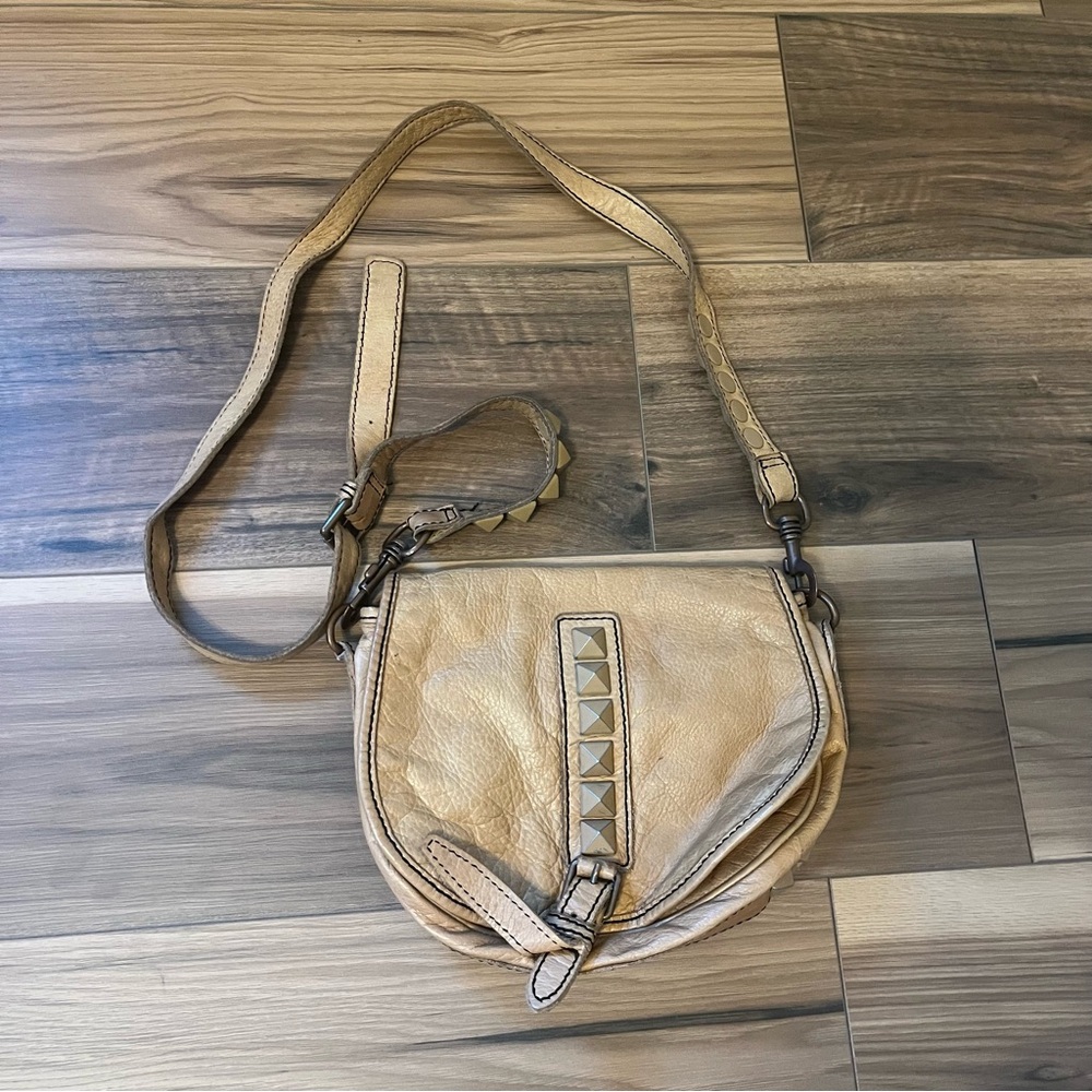 Liebeskind Berlin Brown Filipa Studded Leather Crossbody Saddle Bag